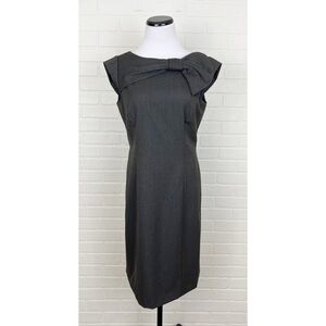 Tahari ASL Bow Collar Neckline Sheath Dress Lined Gray Size 6